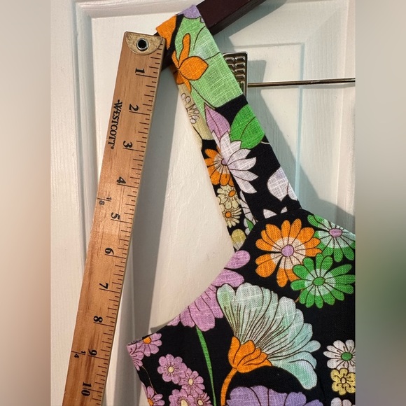 NWT MAJE Flower Power 100% Cotton Crop Button Tank Adjustable Strap Hippie Peace - Picture 6 of 12